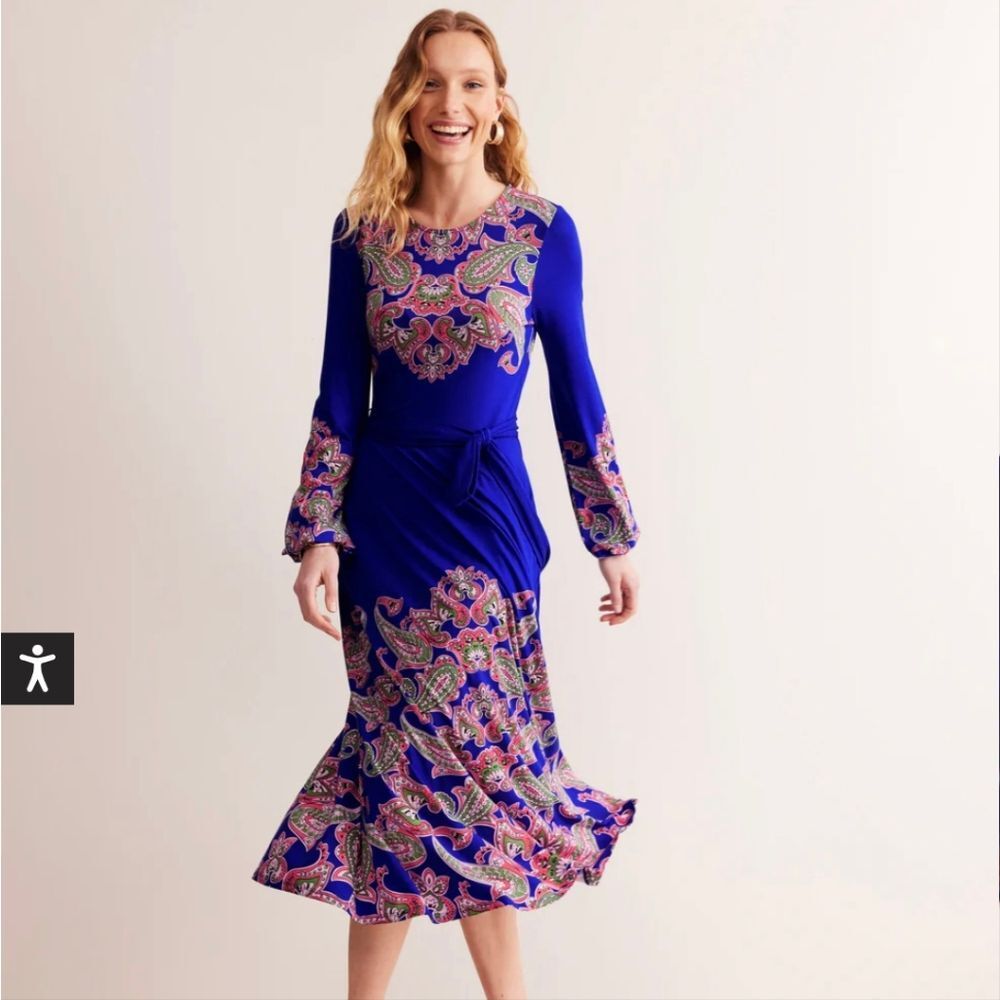 NWOT Never Worn Boden Blue Pink Paisley Maxi Dress STUNNING orig $189